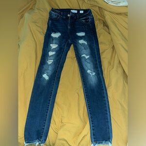 Kancan mid rise skinny jeans with distress like new condition. Boutique. Size 27
